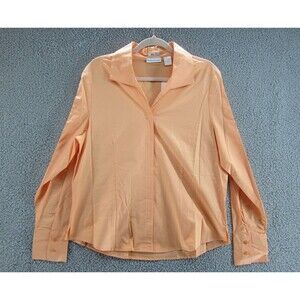Drapers and Damons Shirt Womens XL Peach Button Front Stretch Vintage